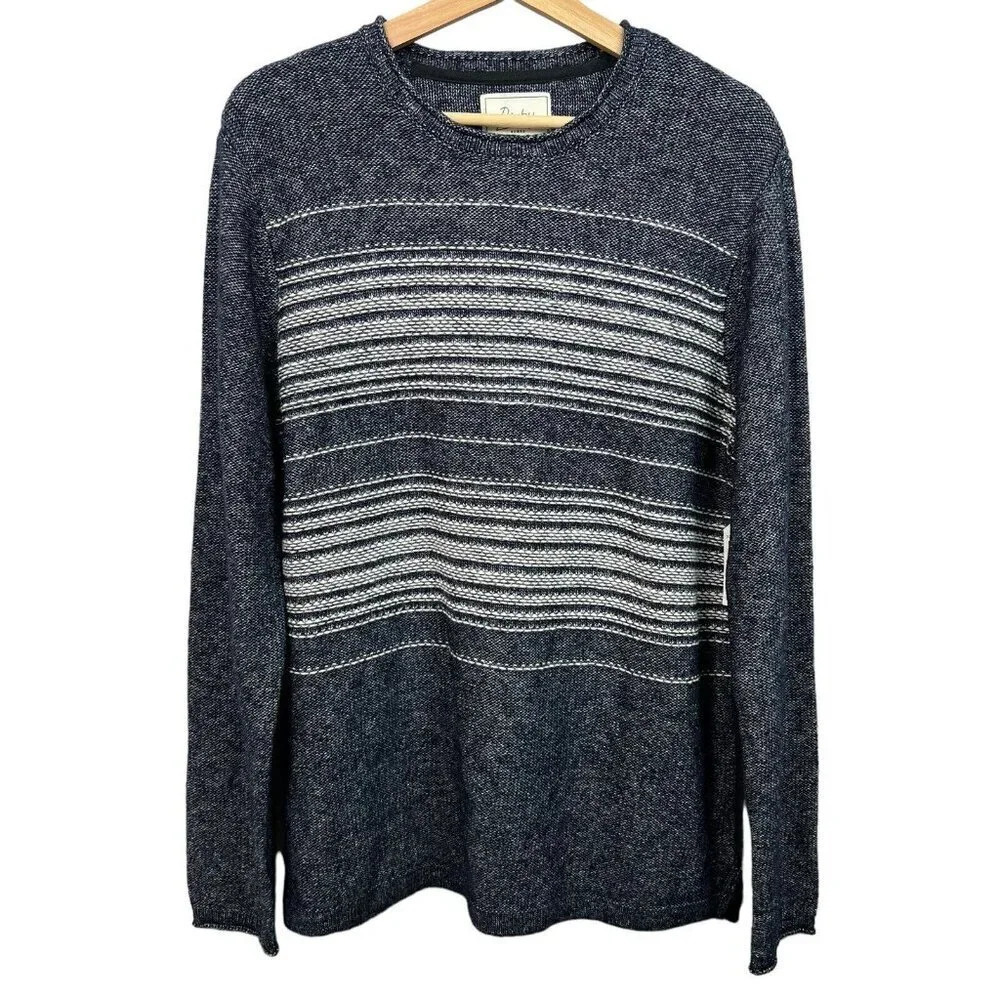 NWT Bixby Nomad Navy White Striped Marl Sweater Shirt Mens Size M Medium